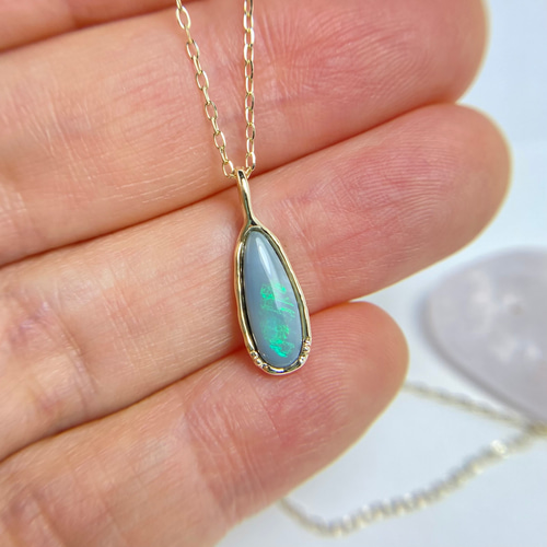 K10☆天然ブラックオパールネックレス☆オーストラリア産原石