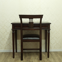 英国アンティーク調 マホガニー無垢 デスク テーブル 書斎机 作業机