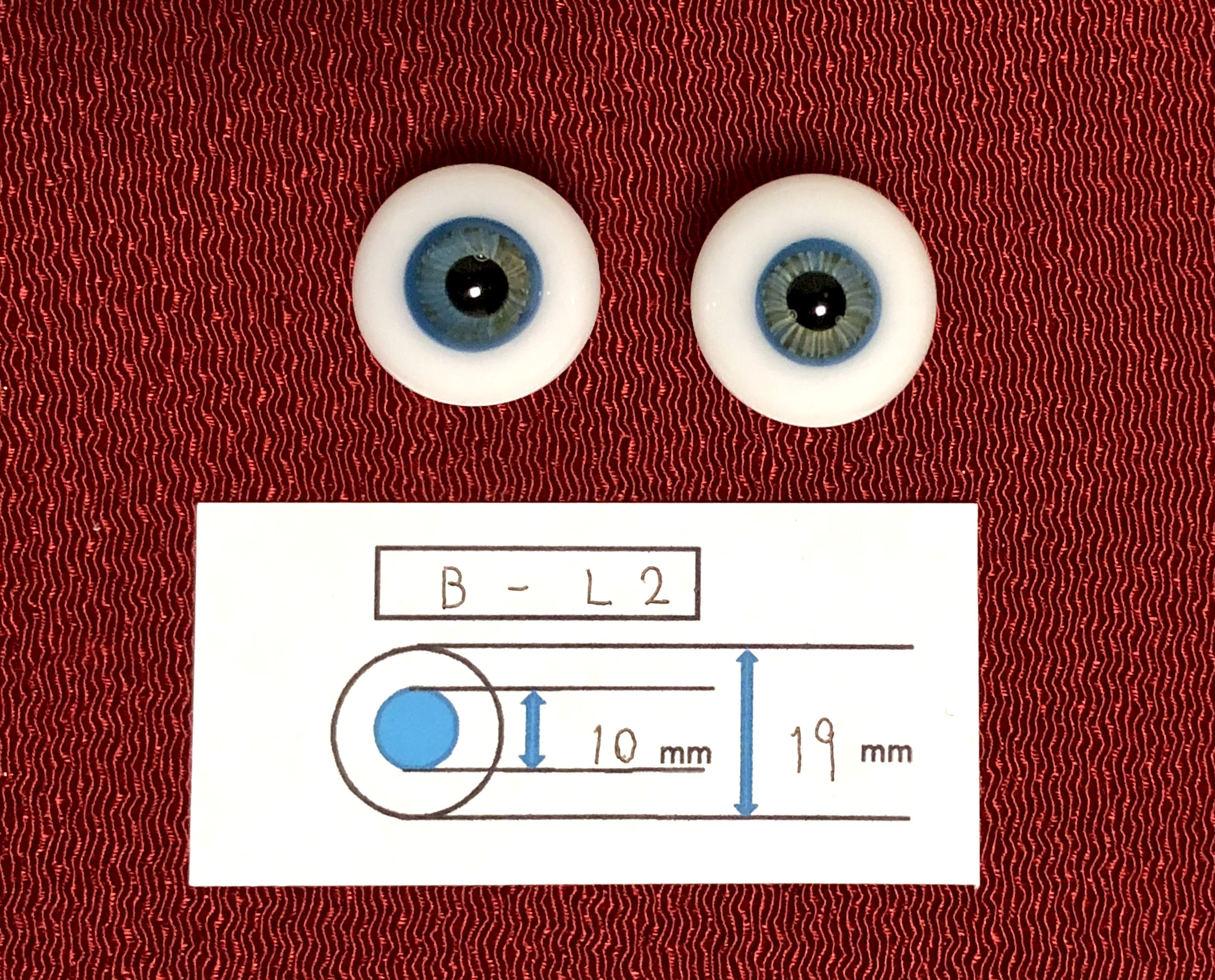 グラスアイGlass Eyes(瞳約10㎜外周約19㎜) 灰青色【B-L2】