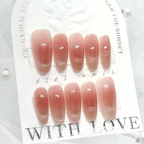 チークマグネットネイル ピンク ベージュ 赤 韓国ネイル ワンホン