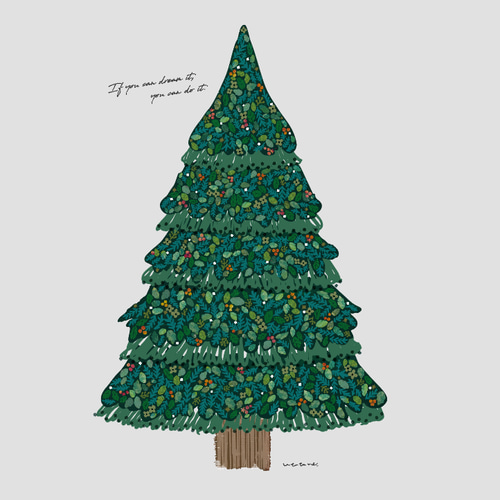 手書きクリスマスオーナメントセット】シンプルツリータペストリー／大