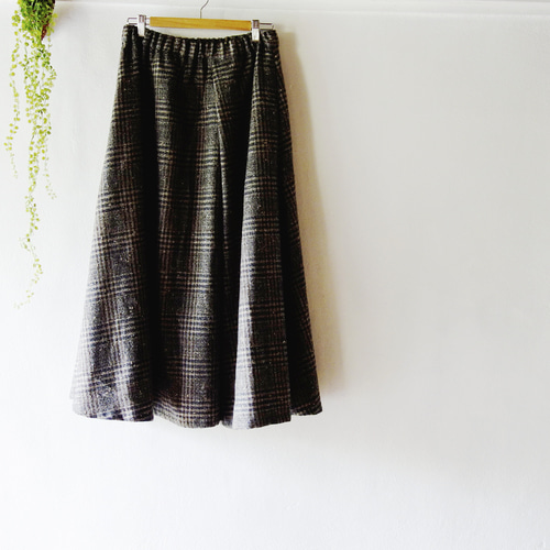 whatYrrfeel！　巻きスカート 上質ウール100％【巻きスカート風スカート】チェック ナチュラル 中厚
