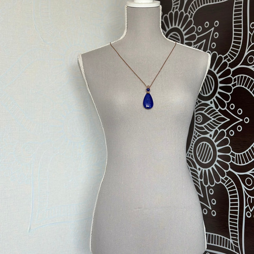 藍』大きなラピスラズリのマクラメペンダントネックレス ネックレス