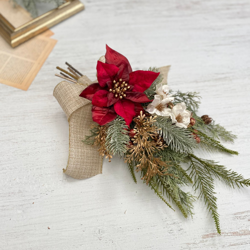 大人シックな クリスマス スワッグ（赤）＊＊アーティフィシャル