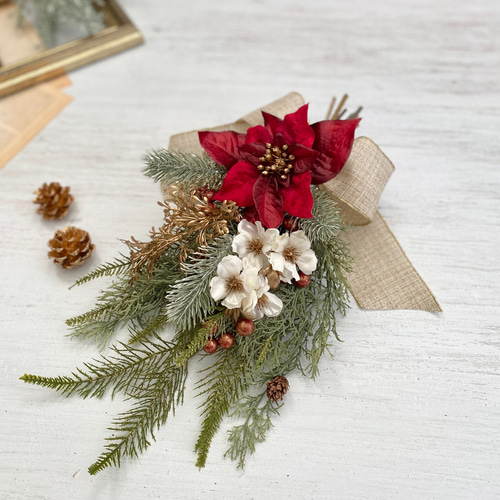 35×20cm レッドローズクリスマススワッグ 35×20cm レッドローズクリスマススワッグ