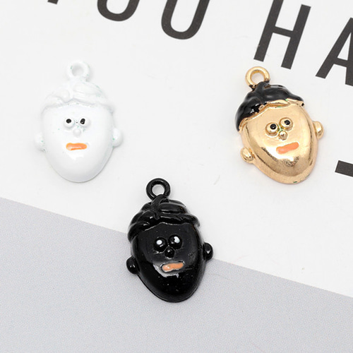 M14073 12個 メタルチャーム エポ塗装加工 顔モチーフ ユニークな顔