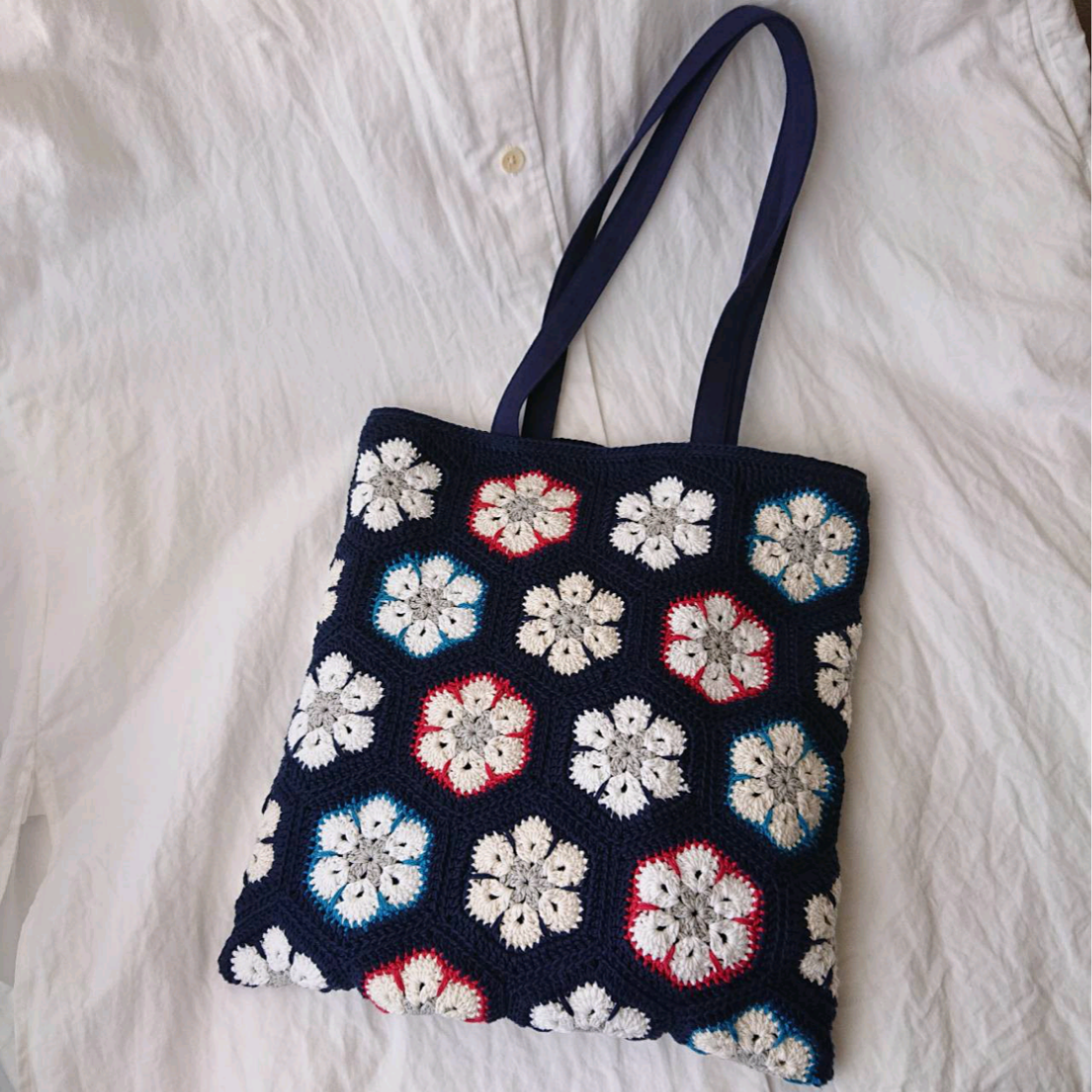 編みぐるみ　花　コットンバッグ6点 編みぐるみ　花　コットンバッグ6点