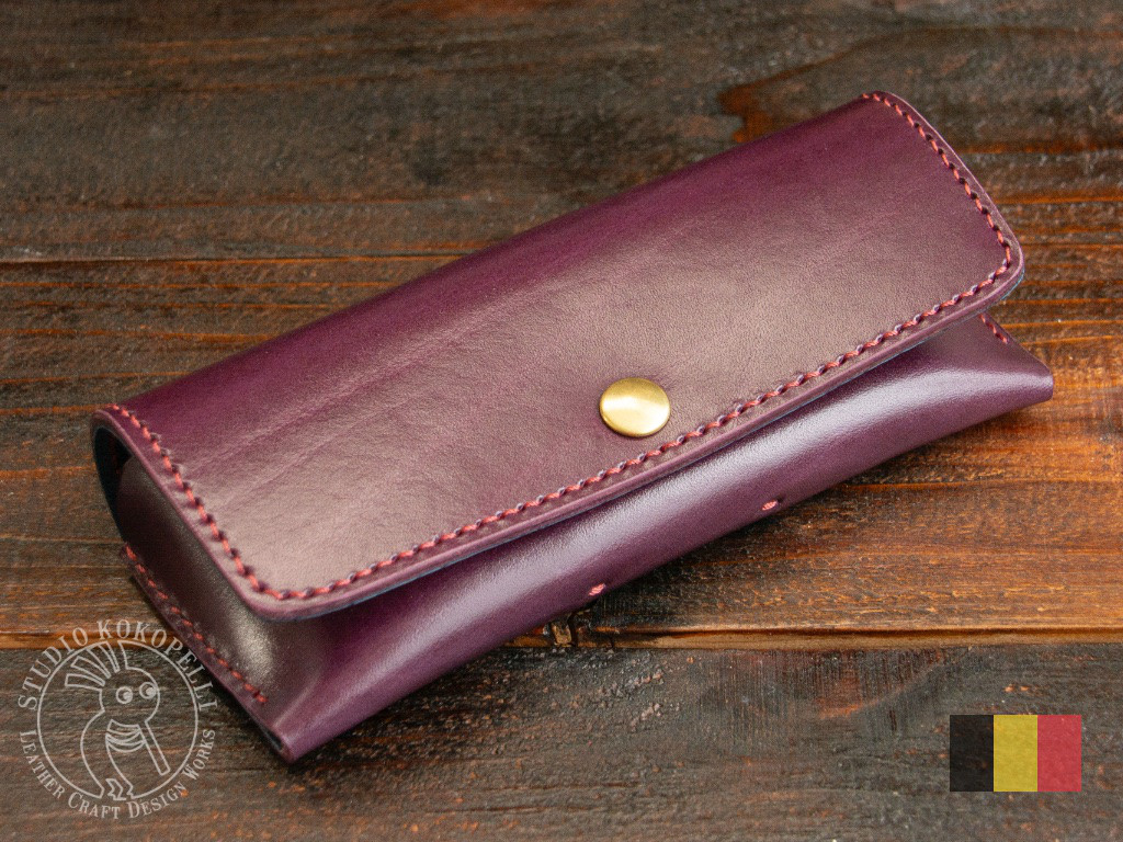 【高級仕様】ルガトショルダーメガネケース　パープルxネイビー