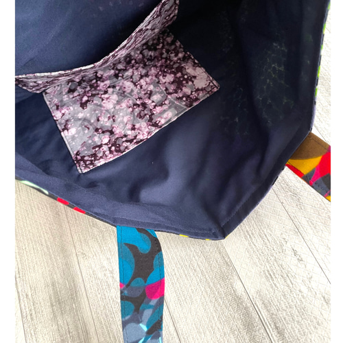 アフリカ布 カラフルパッチワークのペタンコトートバック アフリカン