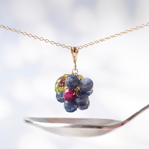 ブルーベリー」ネックレス サファイア ルビー ペリドット 誕生石