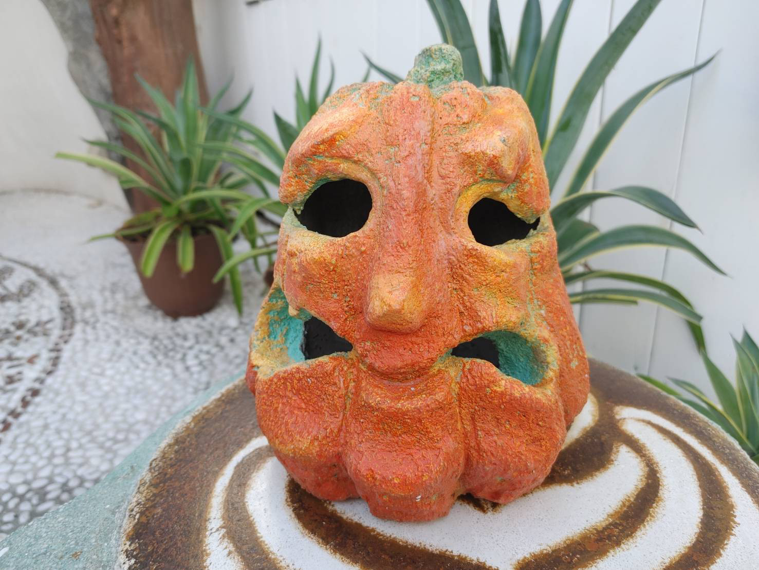 キャンドルホルダー/ランプ/かぼちゃ/ハロウィン/左官屋てづくりの一点