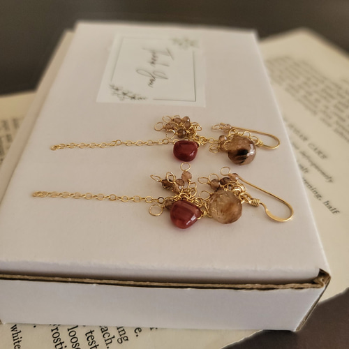 14kgf 】ゴールドルチルクォーツ×アンデシン×アンダリュサイト＊ピアス