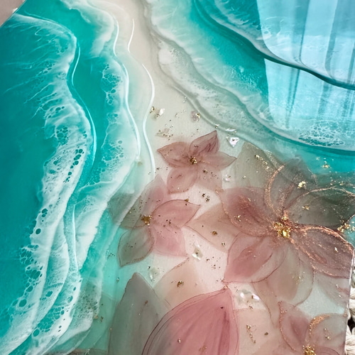 53㎝　レジンアート　海　プルメリア　絵画　原画　まあちゃんとなります 53㎝ レジンアート 海 プルメリア 絵画 原画 まあちゃん様専用