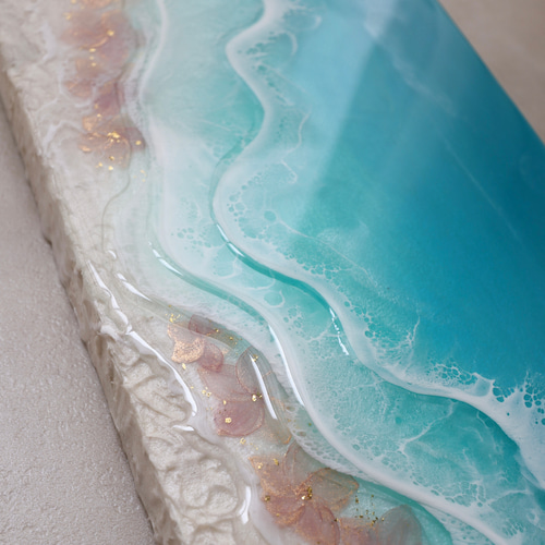 浜辺に流れるプルメリアの夢 海レジンアート 波アート その他アート