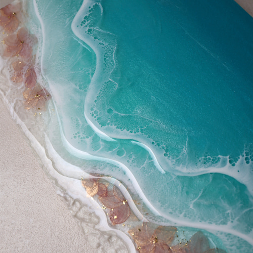 浜辺に流れるプルメリアの夢 海レジンアート 波アート その他