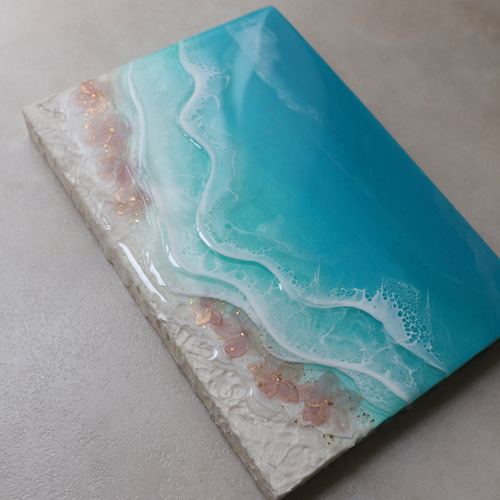 浜辺に流れるプルメリアの夢 海レジンアート 波アート その他アート