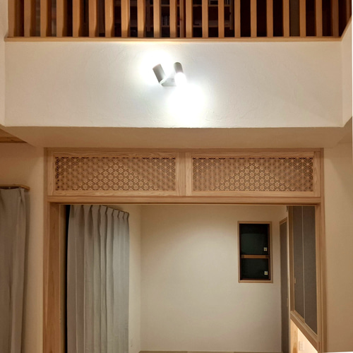 組子欄間調インテリア壁飾り 【3種組分け 麻の葉-ゴマ柄-桜亀甲 W133