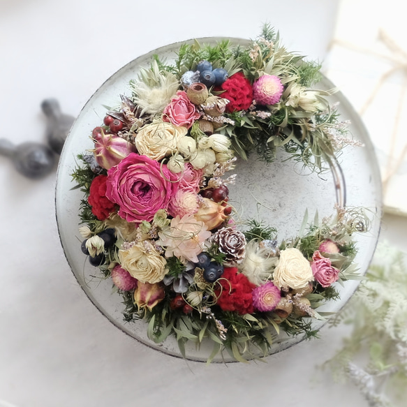 1/9までSALE中】幸せ三日月リース - pink winter - リース Hana  