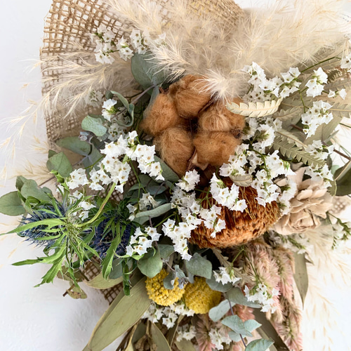 ドライフラワー‪✿ドライアンドラとパンパスグラスのスワッグ スワッグ‬