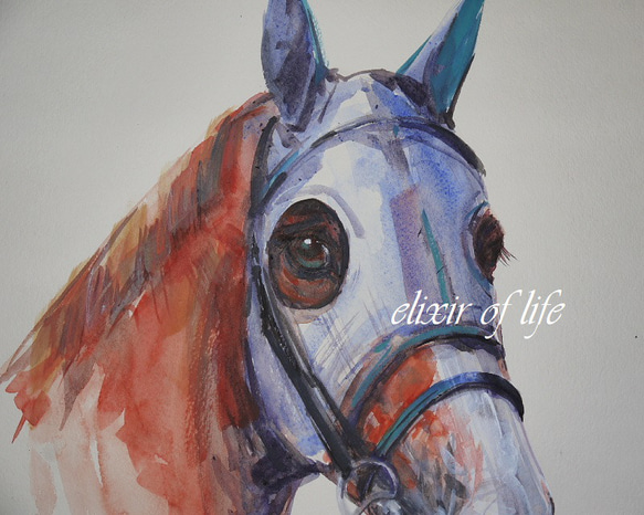 Racehorse 2024,2 (高級水彩画用紙３２ｃｍ×４１，５ｃｍ、水彩、アクリル） 2枚目の画像