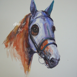 Racehorse 2024,2 (高級水彩画用紙３２ｃｍ×４１，５ｃｍ、水彩、アクリル） 1枚目の画像