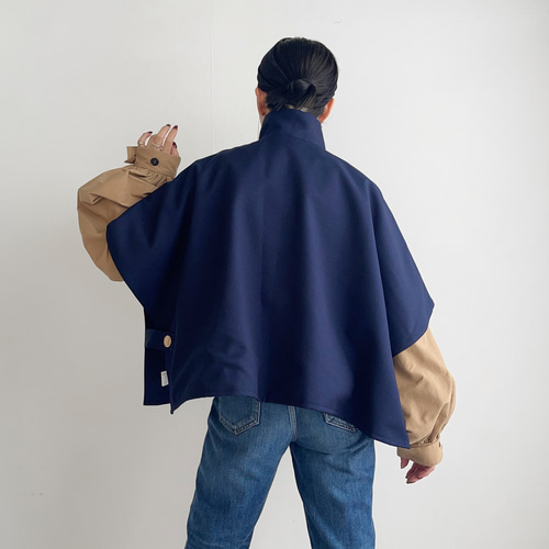 牛です。リメイクデニム　ポンチョコート 牛です。リメイクデニム ポンチョコート STAFF STYLING｜THE
