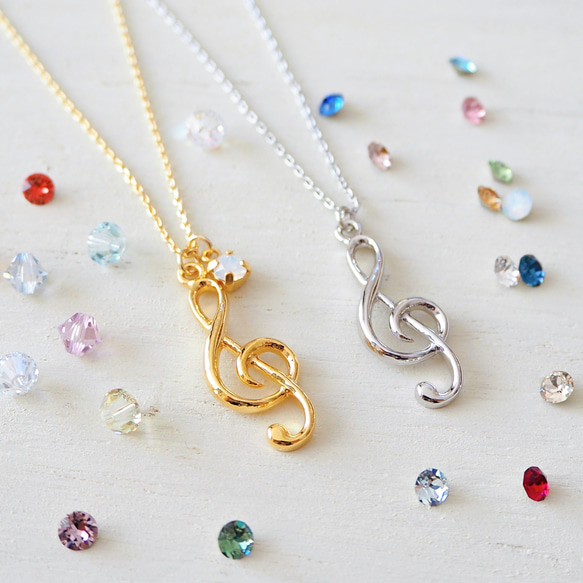 トロンボーン チャーム♡ネックレス クリスタル×パール トロンボーン チャーム♡ネックレス クリスタル×パール