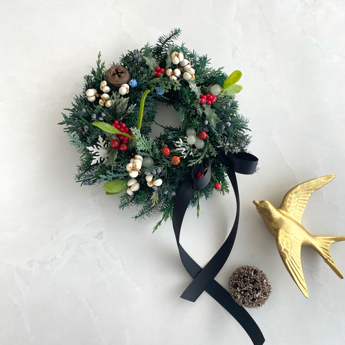 クリスマス 2025年 クリスマスリースM テーブルリース ドアリース