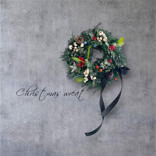 クリスマス 2025年 クリスマスリースM テーブルリース ドアリース