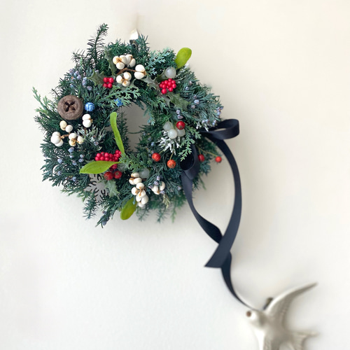 クリスマス 2025年 クリスマスリースM テーブルリース ドアリース