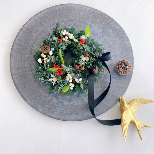 クリスマス 2025年 クリスマスリースM テーブルリース ドアリース