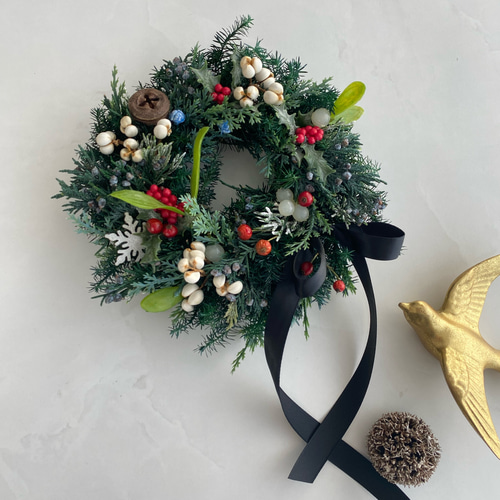 クリスマス 2025年 クリスマスリースM テーブルリース ドアリース