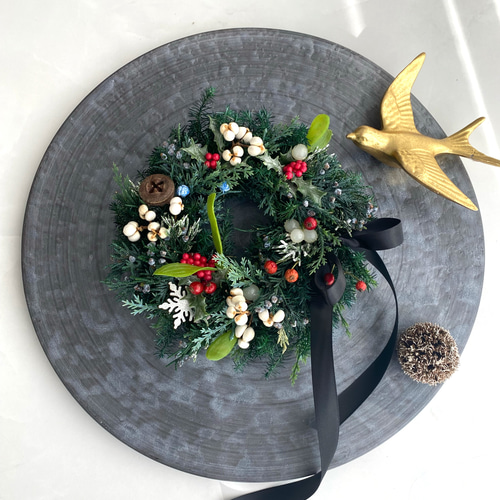 クリスマス 2025年 クリスマスリースM テーブルリース ドアリース