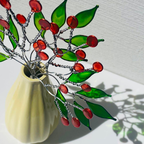 ✧︎*。一点物✧︎*。ポポラスと赤い実のワイヤースワッグ 冬インテリア #22 ✧︎*。一点物✧︎*。ポポラスと赤い実のワイヤースワッグ 冬