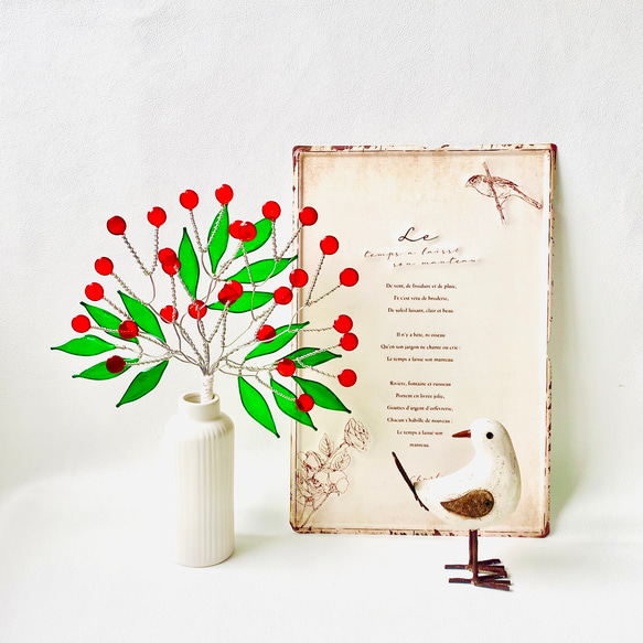 ワイヤークラフト・ワイヤーアート☆木の上オリジナルフラワー＆ハチさん・2個セット ワイヤークラフト・ワイヤーアート☆木の上オリジナルフラワー＆ハチ