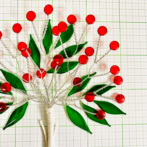 秋カラー 赤い実のワイヤークラフト スワッグ レジン アートフラワー