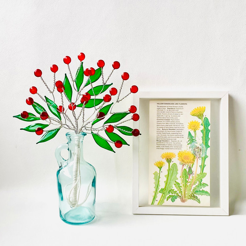 ワイヤークラフト・ワイヤーアート☆木の上オリジナルフラワー＆ハチさん・2個セット ワイヤークラフト・ワイヤーアート☆木の上オリジナルフラワー＆ハチ