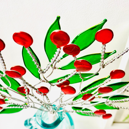 秋カラー 赤い実のワイヤークラフト スワッグ レジン アートフラワー