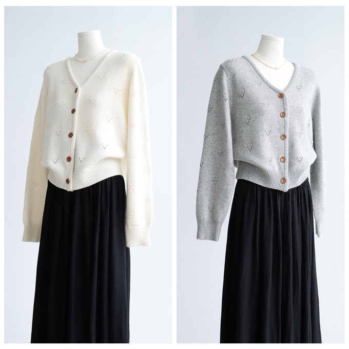 ハートVネックニット MELTY HEART LOGO V-NECK KNIT / メルティーハートVネックニット