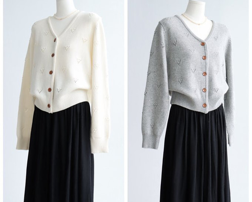 k♡ページです swing by ハートクルーネックニット/Green Parks（グリーン