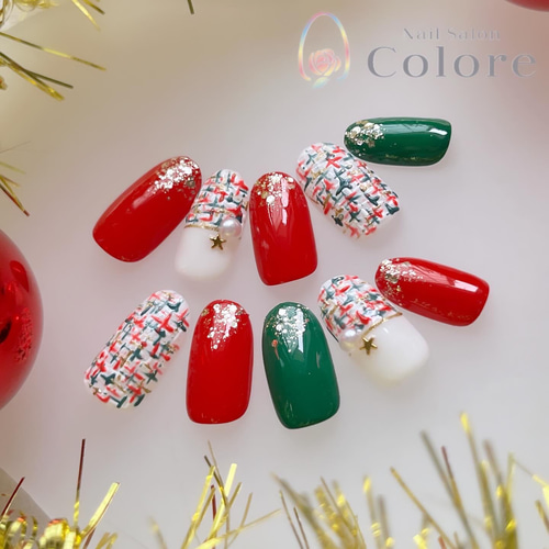 サンタさんのツイードネイル ネイルチップ（つけ爪） nail-colore 通販