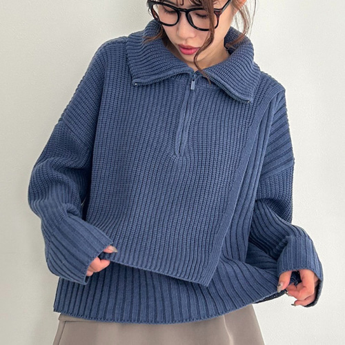 美品✨PEARLYGATES 中綿 ニット 切り替え ハーフジップ