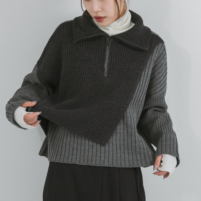 美品✨PEARLYGATES 中綿 ニット 切り替え ハーフジップ