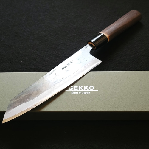 月光作 青紙スーパー 黒打 文化包丁 185㎜ #1121 焼朴柄 包丁・ナイフ