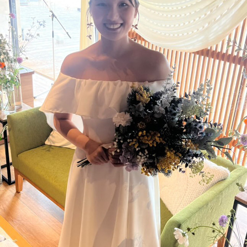 実例写真！オフショル ウェディングドレス クレープ生地 編み上げ  