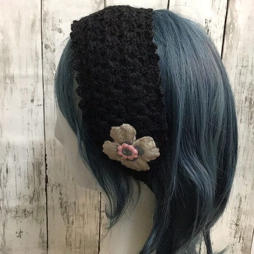moontreeplanet ニットヘアバンド　ブラック ニットヘアバンド