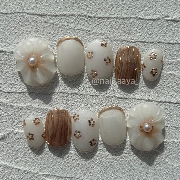 ニュアンスミラー ぷっくりフラワー ネイルチップ ネイルチップ