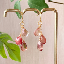 フローライト カービングピアス カービングフローライトとシトリンのジューシーカラーピアス ピアス