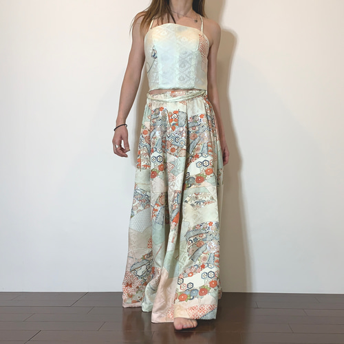 着物リメイク 振袖フレアスカートのセットアップ セットアップ komomo