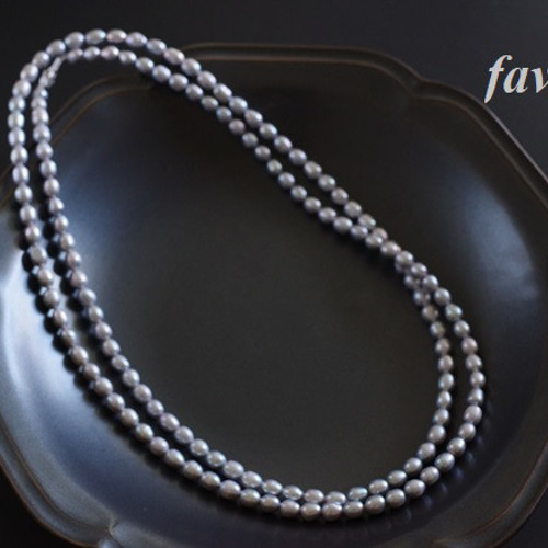 シルバーカラー淡水ライスパールロングネックレス（100㎝） ネックレス  